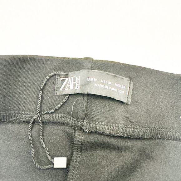 Zara Diamond Adorned Legging Pants Black Tuxedo Stripe Metallic Size M - Picture 6 of 9